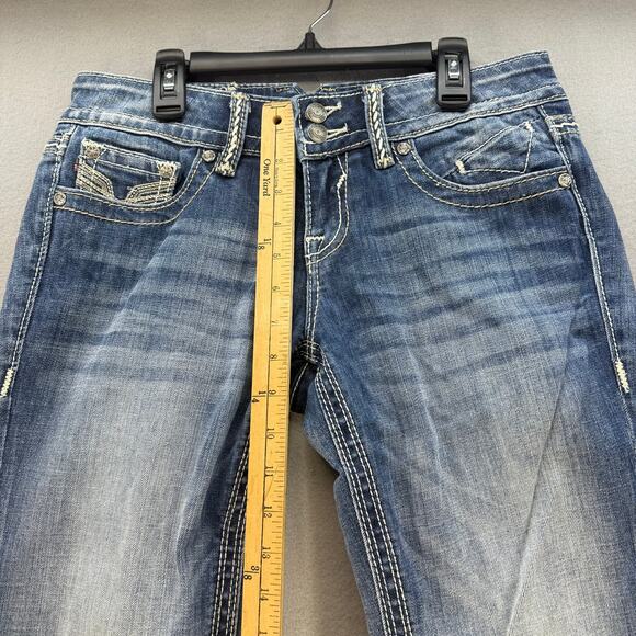 Vigoss Jeans Women's 3x21 Blue The York Capri Leather Studded Embellished - Picture 12 of 14